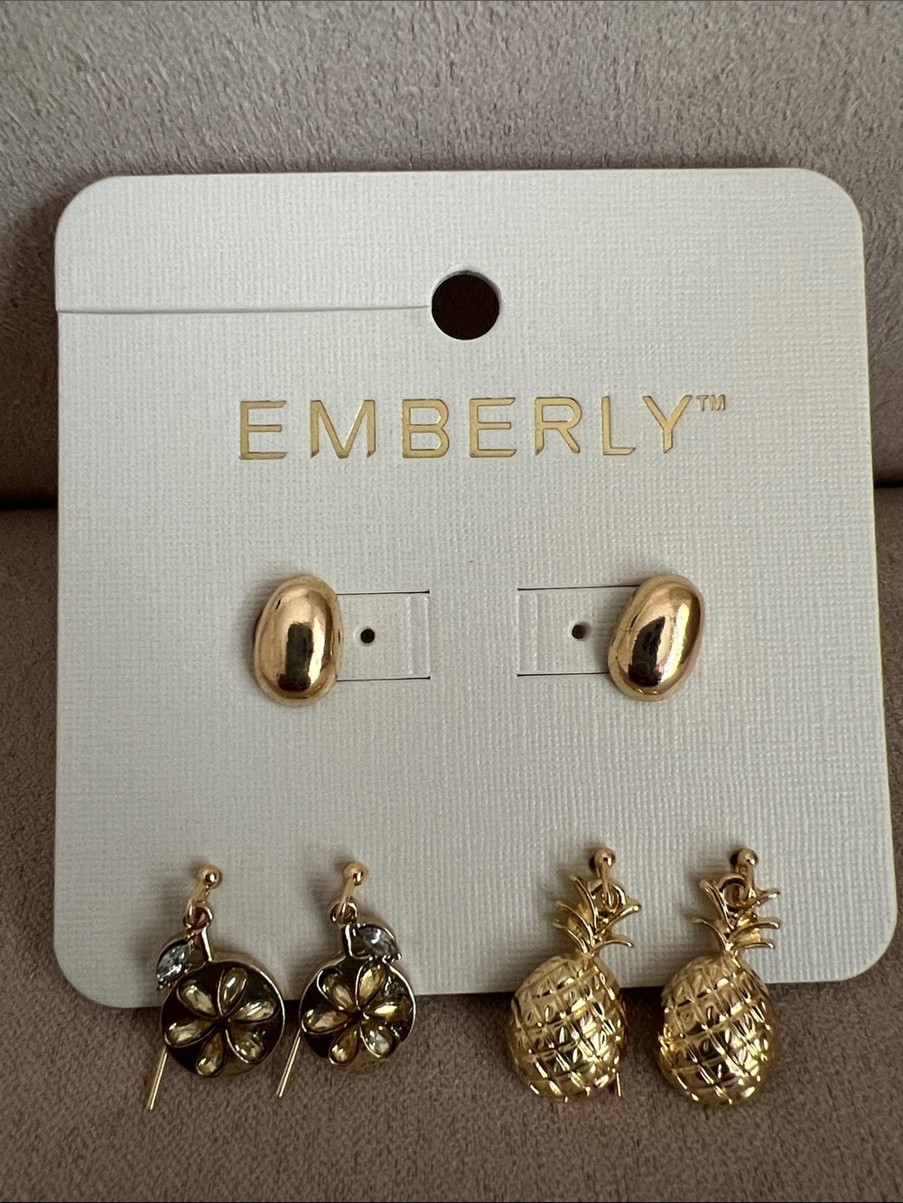 NWT Kohl’s Emberly Gold Tone Stud & Dangle Earring Set